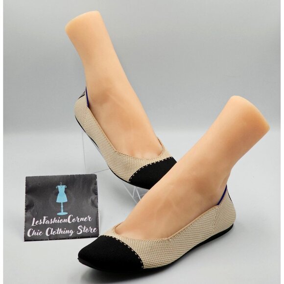 Rothy's Women's Black Beige The Square Slip-On Shoes Squared-Toe Flats Sz 9 2743 - Picture 12 of 16